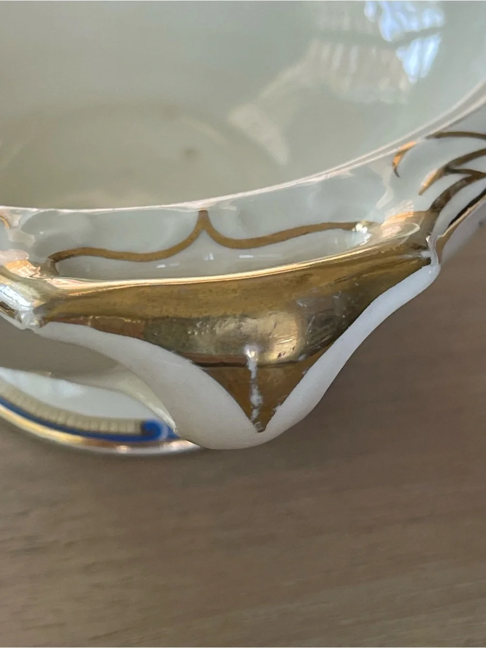 J&G Meakin Serving Dish w/ Lid Tureen Vegetable Bowl Belmont Cream Blue Gold VTG